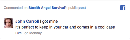 Stealth Angel Survival Facebook Comment