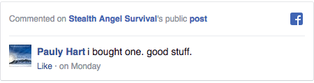 Stealth Angel Survival Facebook Comment