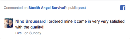 Stealth Angel Survival Facebook Comment