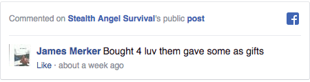 Stealth Angel Survival Facebook Comment