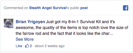 Stealth Angel Survival Facebook Comment