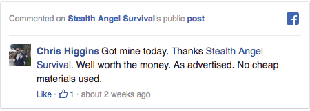 Stealth Angel Survival Facebook Comment