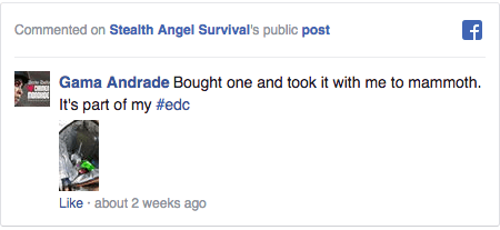 Stealth Angel Survival Facebook Comment