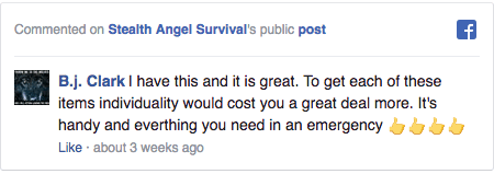 Stealth Angel Survival Facebook Comment