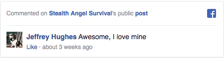 Stealth Angel Survival Facebook Comment