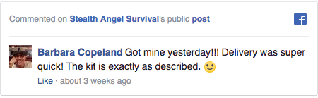 Stealth Angel Survival Facebook Comment