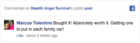 Stealth Angel Survival Facebook Comment