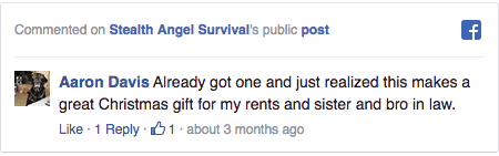 Stealth Angel Survival Facebook Comment
