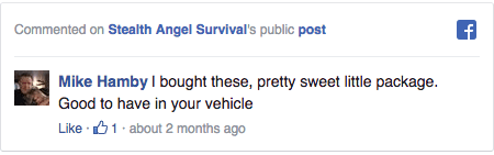 Stealth Angel Survival Facebook Comment