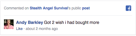Stealth Angel Survival Facebook Comment