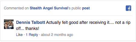 Stealth Angel Survival Facebook Comment