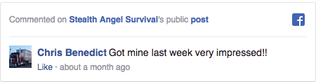 Stealth Angel Survival Facebook Comment