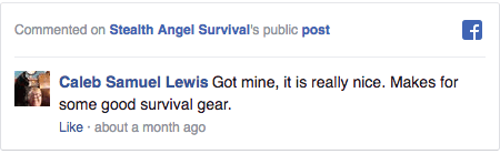 Stealth Angel Survival Facebook Comment