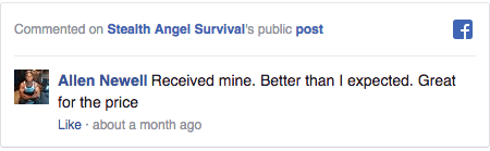 Stealth Angel Survival Facebook Comment