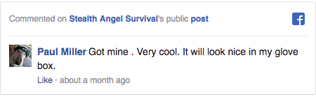 Stealth Angel Survival Facebook Comment
