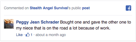 Stealth Angel Survival Facebook Comment