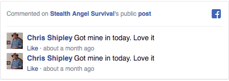 Stealth Angel Survival Facebook Comment