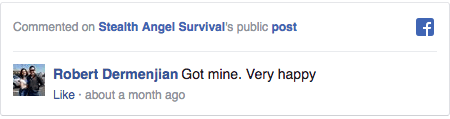 Stealth Angel Survival Facebook Comment