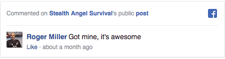 Stealth Angel Survival Facebook Comment