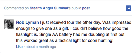Stealth Angel Survival Facebook Comment