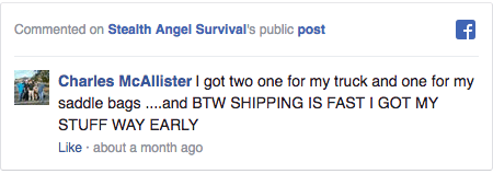 Stealth Angel Survival Facebook Comment